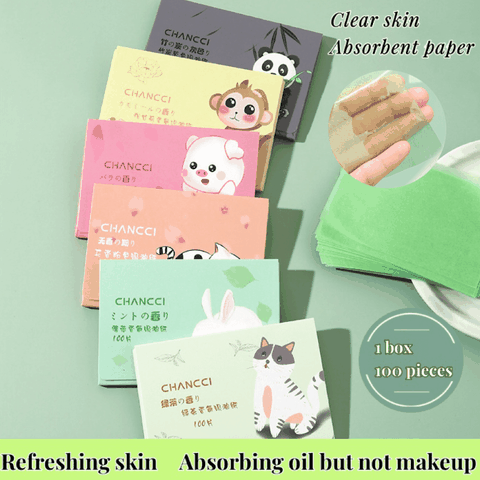 Giấy Thấm Dầu CHANCCI Hộp 100 Miếng Giúp Vệ Sinh Dầu Nhờn Thừa Trên Da Mặt Nhỏ Gọn Tiện Lợi
