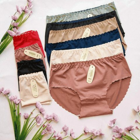 [Mã S06] Quần lót nữ thun lạnh mềm mại viền lượn sóng freesize dưới 55kg (Giao màu ngẫu nhiên)