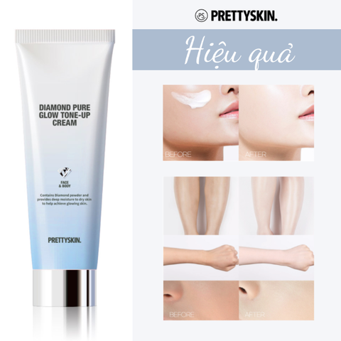 [Chính Hãng] Kem Dưỡng Trắng Da Kim Cương PRETTY SKIN Hàn Quốc Diamond Pure Glow Tone Up Cream 100ml