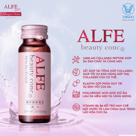 Collagen uống ALFE Beauty Conc hỗ trợ tăng đàn hồi da, giúp da sáng đẹp Hộp 10 chai x 50ml