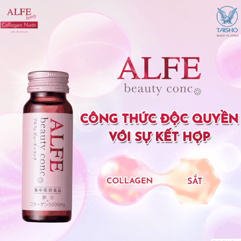 Collagen uống ALFE Beauty Conc hỗ trợ tăng đàn hồi da, giúp da sáng đẹp Hộp 10 chai x 50ml