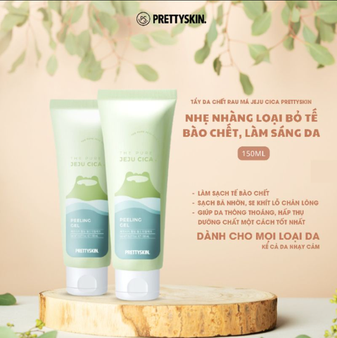Bộ Đôi Làm Sạch Da Dịu Nhẹ Lành Tính Chiết Xuất Rau Má PRETTYSKIN Dành Cho Da Nhạy Cảm - Nước Tẩy Trang + Sữa Rửa Mặt