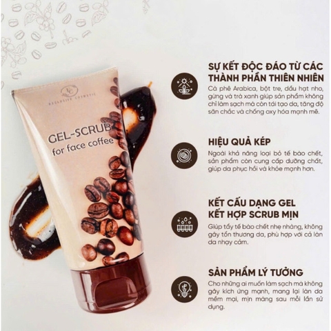Tẩy Tế Bào Chết Mặt Hương Cà Phê Exclusive Cosmetic 150g Chăm Sóc Da Trắng Sáng Mịn Màng Skincare