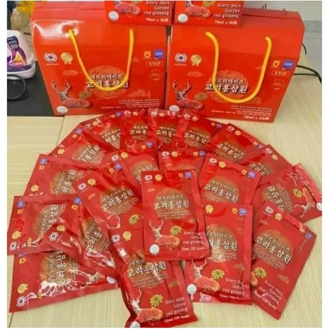 Nước Hồng Sâm Linh Chi Nhung Hươu 70ml x 20 Gói Hàn Quốc (Hộp)