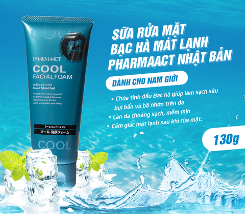 Sữa Rửa Mặt Mát Lạnh Pharmaact Dành Cho Nam Nội Địa Nhật Bản 130g