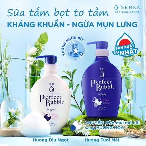 Sữa Tắm Dưỡng Ẩm Senka Perfect Bubble Hương Hoa Tươi Mát Dịu Ngọt 500ml