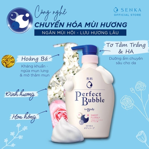 Sữa Tắm Dưỡng Ẩm Senka Perfect Bubble Hương Hoa Tươi Mát Dịu Ngọt 500ml