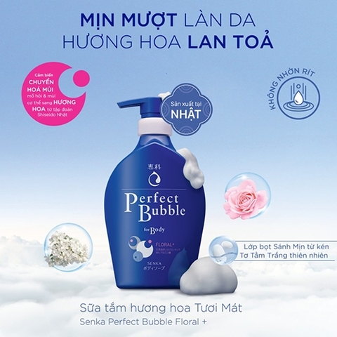 Sữa Tắm Dưỡng Ẩm Senka Perfect Bubble Hương Hoa Tươi Mát Dịu Ngọt 500ml