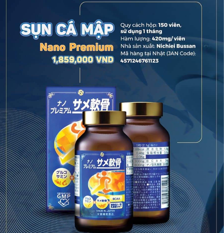 Viên Uống Sụn Vi Cá Mập Nano Premium Nichiei Bussan Nhật Bản 150 Viên