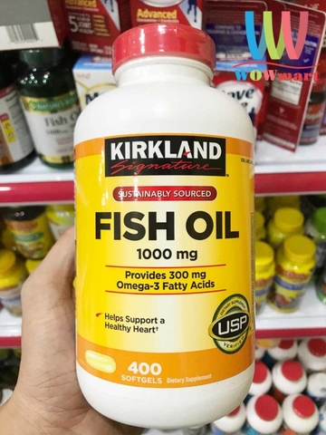 Viên uống Fish oil Omega 3 1.000mg Kirkland 400 viên chính hãng của Mỹ