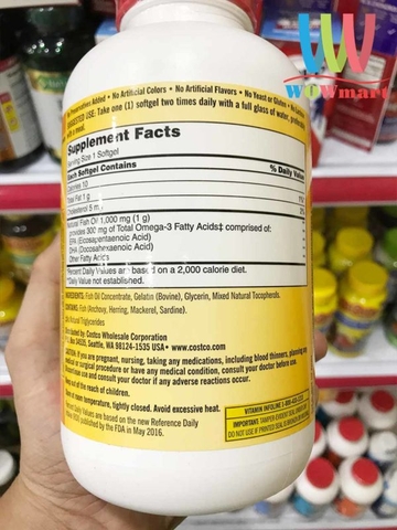 Viên uống Fish oil Omega 3 1.000mg Kirkland 400 viên chính hãng của Mỹ