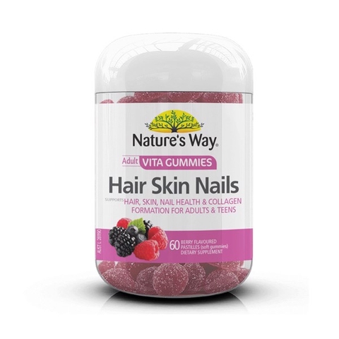 ( Hàng Úc )Nature’s Way Kẹo Dẻo Làm Đẹp Da, Móng Và Tóc Cho Người Lớn Vita Gummies 60 Viên