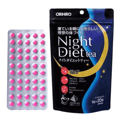 Combo Hỗ Trợ Táo Bón, Giảm Cân, Thanh Lọc Cơ Thể (1 Vỉ Viên Uống Nhuận Tràng, Trà Giảm Cân Orihiro Night Diet Tea)
