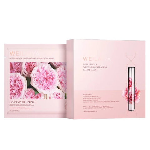 (Chính hãng) Hộp 10 miếng mặt nạ dưỡng trắng da, chống lão hóa, dưỡng ẩm Weilaiya tinh chất hoa hồng, cỏ phục sinh 28ml