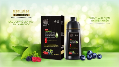 Dầu Gội Nhuộm Tóc Hữu Cơ KRUSH 420ml - Màu Đen Tự Nhiên