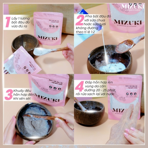 Combo 2 Túi Bột Đậu Đỏ Nguyên Chất Mizuki Tẩy Tế Bào Chết, Dưỡng Trắng Da, Se Khít Lỗ Chân Lông