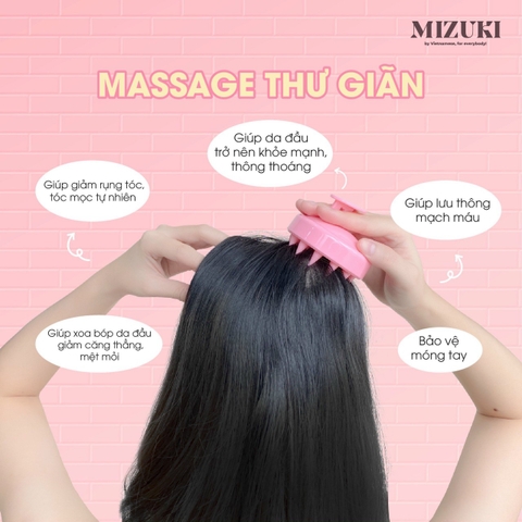 Lược Gội Đầu Massage Da Đầu Thư Giãn 2in1 Mizuki (Màu Ngẫu Nhiên)