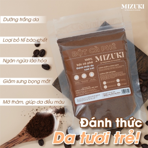 Bột Cà Phê Nguyên Chất MIZUKI dưỡng sáng da, mờ thâm, tẩy tế bào chết, chống lão hóa