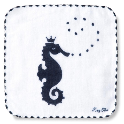 Khăn gạt lau mặt họa tiết chú cá ngựa cho bé hiệu Orunet 100% cotton - Imabari Towel - MÃ HW0818