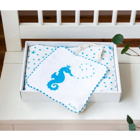 Khăn tay gạc hình cá ngựa 20x20cm hiệu Orunet MS: HW0818