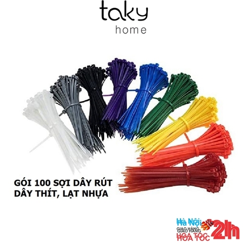 Gói 100 Dây Rút - Dây Thít Nhựa - Lạt Nhựa Nhiều Màu Sắc Lựa Chọn, Công Cụ Tiện Dụng Trong Gia Đình - TakyHome 5600