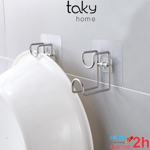 Móc Inox Treo Thau Chậu Dán Tường Nhà Tắm, Móc Inox Dán Tường Treo Đồ Đa Năng, Không Khoan Đục - TakyHome 2013