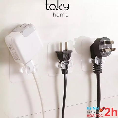 5 Móc Trong Suốt Treo Phích Điện, Móc Dán Tường, Móc Dán Tường Đa Năng, Gài Các Loại Phích Cắm Điện Gọn Gàng Trên Tường, Phong Cách Hiện Đại, Không Khoan Đục, Sử Dụng Miếng Dán 3M Siêu Dính TakyHome 4000Set5