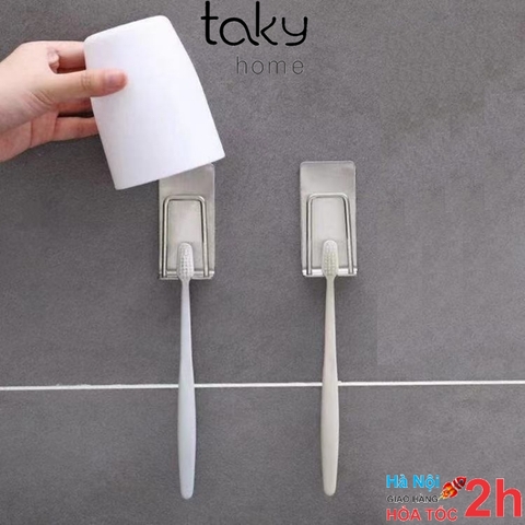 Kệ Để Bàn Chải Đánh Răng Inox 304 Không Gỉ, Dán Tường Không Khoan Đục, Sử Dụng Miếng Dán 3M, Sang Trọng, Gọn Đẹp TakyHome 4011
