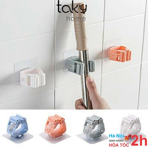 Kẹp Dán Tường Treo Chổi - Cây Lau Nhà, Gọn Gàng, Chắc Chắn, Với Miếng Dán Siêu Chắc, TakyHome  4028