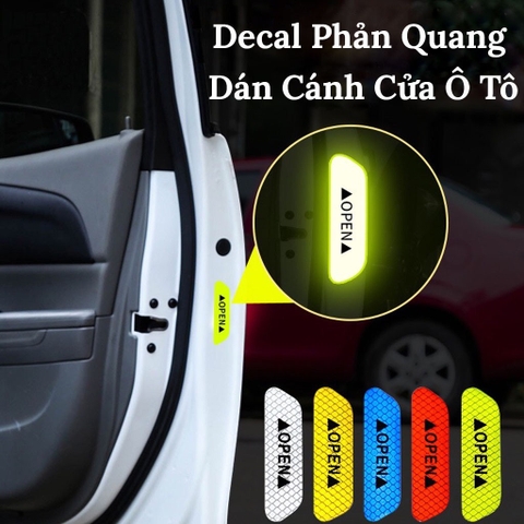 Bộ 4 Miếng Tem Dán Phản Quang - Open - Cảnh Báo An Toàn Khi Mở Cửa Xe Ôtô Cho Người Đi Đường Phía Sau - TakyHome 5700