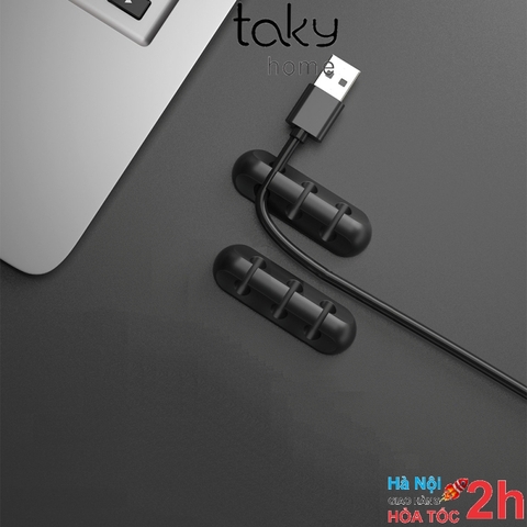 Kẹp Silicon 5 Lỗ Dán Cố Định Dây Cáp Sạc, Dây Điện, Tai Nghe Sắp Xếp Gọn Gàng Cho Bàn Làm Việc - TakyHome 5679