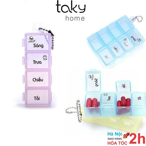Hộp Nhựa Nhiều Màu Chia Thuốc Hàng Ngày, Chia Thuốc Từng Buổi Trong Ngày Nhỏ Gọn, Tiện Dụng - TakyHome 7126