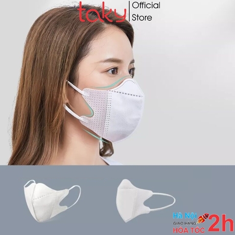 Túi 10 Chiếc Khẩu Trang 5D Màu Trắng Với 3 Lớp Kháng Khuẩn, Phòng Chống Bụi Và Vi Khuẩn, Kiểu Dáng Đẹp, Dễ Thở. TakyHome 7768