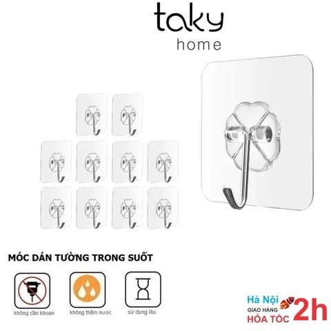 10 Móc Dán Tường Trong Suốt, Treo Đồ Dùng Tiện Dụng, Móc Dính Tường Siêu Dính, Móc Trong Suốt Đa Năng, Móc Treo Chìa Khóa, Đồ Dùng Cá Nhân, Đồ Gia Đình TakyHome 2213Set10
