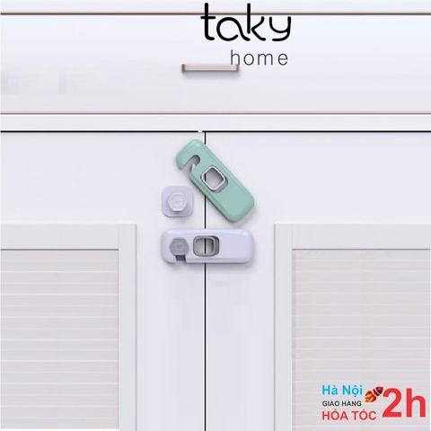 Khóa Chốt Cánh Tủ Kiểu Dáng Hiện Đại, Chốt Tủ Đa Năng, An Toàn Cho Bé, Sử Dụng Miếng Dán 3M Chắc Chắn, TakyHome 3107