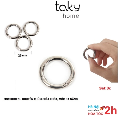 Vòng Khoen Tròn, Móc Khuyên Chùm Khóa Trơn Kim Loại Màu Bạc, Móc Chùm Chìa Khóa, Móc Đa Năng - TakyHome  5070
