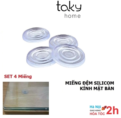 Miếng Đệm Kê Kính Mặt Bàn, Đệm Silicon Lót Giữa Kính Và Mặt Bàn Chống Xê Dịch Và Trơn Trượt Mặt Kính - TakyHome 5505