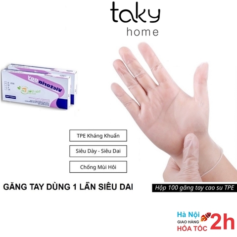 Hộp 100 Găng Tay Mỏng, Siêu Dai, Dùng 1 Lần, Nấu Ăn - Làm Bếp - Vệ Sinh - Tiện Dụng Trong Nhà - TakyHome 5858