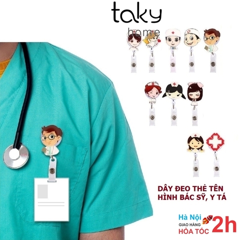 Dây Đeo Thẻ Tên Nhiều Dễ Thương Cho Bác Sĩ, Điều Dưỡng, Y tá, Gắn Túi Áo Có Dây Kéo Dài, Tiện Dụng, TakyHome 5950