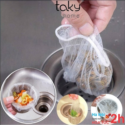 100 Túi Lưới Lọc Rác Bồn Rửa Bát, Rửa Chén, Có Chun Co Giãn Chống Tắc Nghẽn Ống, Tiện Dụng Nhà Bếp - TakyHome 5160