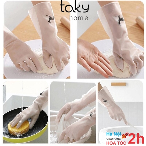 Găng Tay Cao Su Trắng Con Hươu, Rửa Chén Bát, Giặt Giũ, Vệ Sinh Nhà Cửa, Tiện Dụng An Toàn Đôi Tay - TakyHome 5800