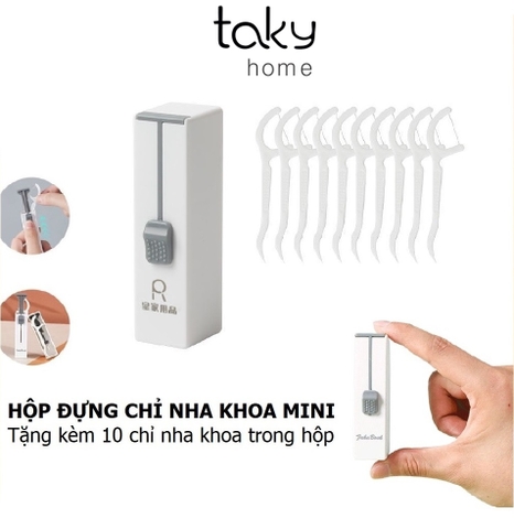 Hộp Nhựa  Đựng Tăm Chỉ Nha Khoa Mini, Kèm 10 Tăm Chỉ Cá Nhân, Nhỏ Gọn, Tiện Dụng, Bỏ Túi Mang Theo Người, 7036