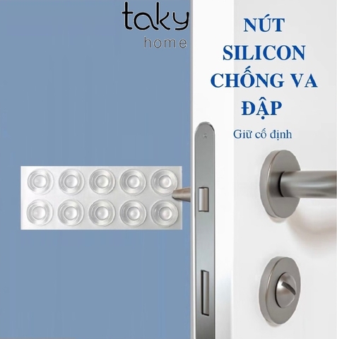 Set 10 Nút Đệm Silicone Trong Suốt Tự Dán, Chống Va Đập Cánh Cửa, Đồ Vật Tiện Dụng Trong Gia Đình, TakyHome 1750