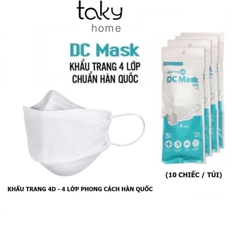 Set 10 Khẩu Trang 4D-DC Mask An Toàn, Chống Bụi, Ôm Sát Mặt, Không Lem Son Của Chị Em. TakyHome 7090Set10