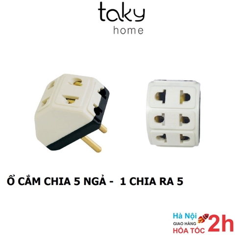 Ổ Cắm Điện Chia 5 Ngả - Chia Từ 1 Ổ Cắm Ra 5 Ổ Cắm, Thiết Kế Nhỏ Gọn Và Cắm Không Mất Diện Tích. TakyHome 8614