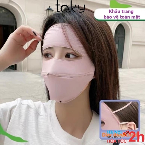 Khẩu Trang Chống Nắng - Chống Tia UV Vải Lụa Lạnh Màu Sắc Trơn Dành Cho Bạn Nữ Hoạt Động Ngoài Trời, TakyHome 7887