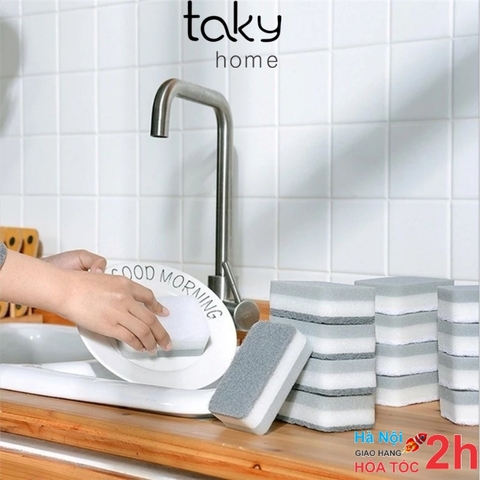 2 Miếng Xốp Xám Ghi Xám, Rửa Chén Đĩa, Xoong Nòi Chảo, Với Hai Mặt Sạch Sẽ Và Tiện Dụng Cho Nhà Bếp. Takyhome 5152set2