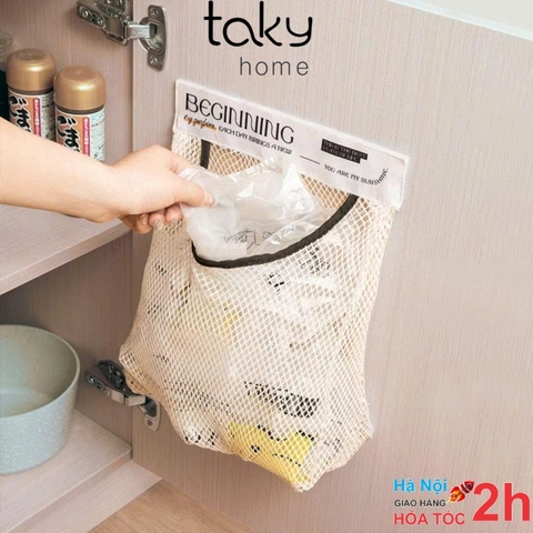 Túi Lưới Dán Tường Đa Năng, Để Mỹ Phẩm, Vật Dụng Cá Nhân, Hành Tỏi, Hoa Quả Gia Đình, Dán Tường Tiện Dụng- Takyhome 5260