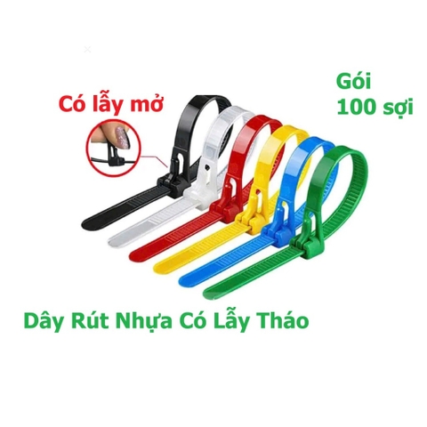 Dây Rút Nhựa, Có Lẫy Tháo Mở Được, Nhiều Màu Lựa Chọn, Tái Sử Dụng Hiệu Quả, Thường Dùng Gia ĐÌnh, Văn Phòng TakyHome 5656