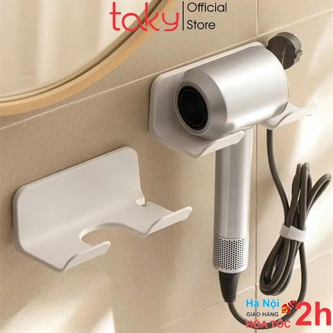 Giá Treo, Máy Sấy Tóc Nhựa Trắng Dán Tường Lắp Đặt Dễ Dàng, Tiện Dụng Dùng Cho Nhà Tắm, Gọn Gàng -Takyhome 4022